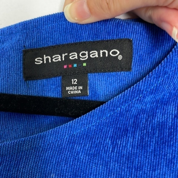 Sharagano ribbed velour zipper pockets mini dress in cobalt blue - Picture 5 of 8
